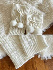 1 Pair Women's Pom Pom Slouch Leg Warmers, Knitted Leg Warmers, Suitable For Daily Wear - Multicolor - View 6