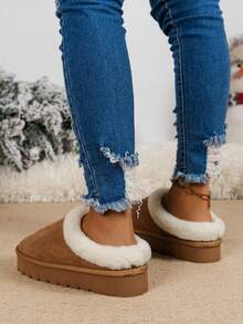 Fashionable Women's Warm Slippers For Autumn/Winter, Comfortable Minimalist Indoor/Outdoor Home Shoes - Brown - View 5