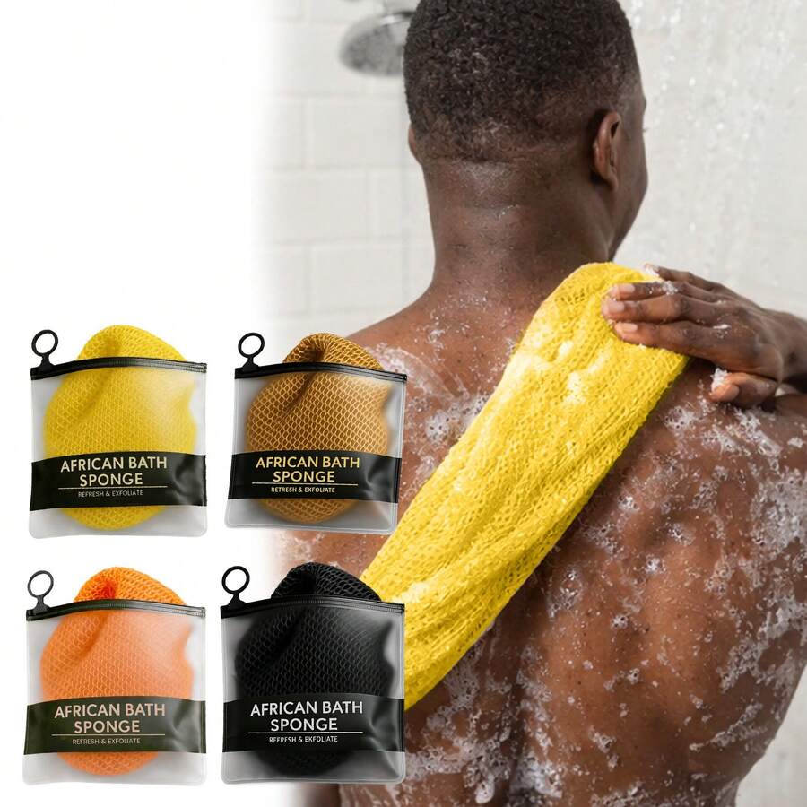 1pc African Net Bath Sponge, Exfoliating Shower Body Scrub Brush, Long-Lasting African Bath Net, Soft Mesh Bath Cloth, Deep Cleansing Skin Bathroom Accessory (Random Color) - Multicolor - View 1