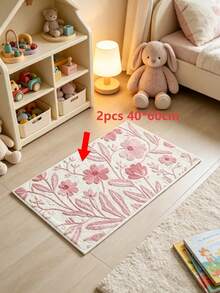 1pc Pink Ditsy Floral Faux Cashmere Bathroom Rug, Soft Plush Printed Machine Washable Small Carpet, Multi-Scene Home Decor Rug, Suitable For Bathroom And Kitchen - A - View 15
