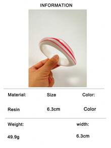 1pc/Vintage Retro Style Resin Rainbow Horizontal Striped Wide Bracelet, Suitable For Women's Daily Commute, Dopamine Outfit Jewelry Gift - Multicolor - View 15