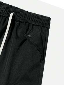 Vancamel Pulse Celana Panjang Olahraga Pria Gaya Fungsional untuk Aktivitas Luar Ruangan, Celana Panjang Kasual Serbaguna Warna Polos Minimalis dengan Desain Saku Besar - Hitam - View 4