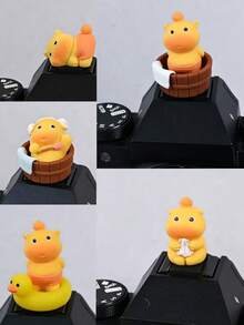 Kawaii 3D Yellow Dinosaur Bathing Series Camera Hot Shoe Cover, Cute Cartoon Figurine Dust Protection Cap For Camera, Creative Photography Gift - View 1