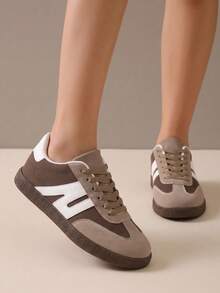 TCVC Women's Daily Casual Colorblock Training Shoes, Versatile Comfortable Sports Sneakers - Brown - View 2