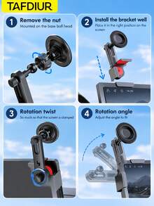 TAFDIUR 1pc ABS + Alloy Material Black Magnetic Phone Car Mount, Easy & Quick Installation On Center Console Screen, Adjustable Extendable Arm For One-Handed Placement, Suitable For Driver Navigation/Music/Calls - Multicolor - View 5