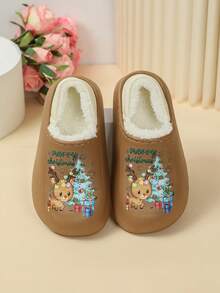 Kids Closed Toe Mule Slippers With Slip On Design - Brown - View 3
