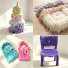 1pc Long Pile Faux Fur Fabric, Fluffy Plush Material, Multiple Colors Available, DIY Sewing And Home Party Decoration - Multicolor - View 10
