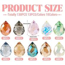 8x10mm 130pcs Mixed Color Crystal Teardrop Glass Beads For Jewelry Making Earrings Necklace Bracelet DIY - Multicolor - View 6
