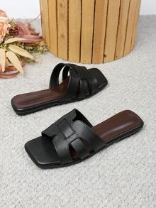 Women's Flat Sandals Spring Summer New Versatile Soft Sole Beach Sandals Fashion Roman Sandals - Black - View 4