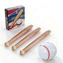1 Set Bate de Béisbol Inflable y Pelota, Bate de Béisbol Inflable de PVC con Textura de Madera, Adecuado para Niños, Niños y Niñas, Piscina, Favores de Fiesta en la Playa, Premios de Carnaval, Rellenos de Bolsas de Regalo, Juegos Deportivos al Aire Libre, Suministros para Fiestas de Cumpleaños, Halloween, Navidad, Regalos de Año Nuevo - Multicolor - Ver 3