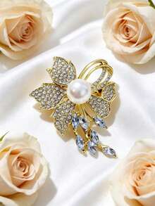 1pc Exquisite Floral Pearl Decorated Brooch, Elegant Luxury Fashion Women's Lapel Pin, Suitable For Wedding, Banquet, Daily Wear, Party Fashion Decorative Accessory - Multicolor - View 11