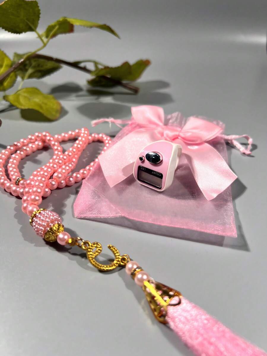 Muslim Prayer Beads And Tasbih LED Ring Counter, Exquisite Bow Gift Bag Packaging, Includes Handheld Ring Counter, Suitable For Prayer Counting - Exercise Counting - Holiday Gifts And More - Multicolor - View 1
