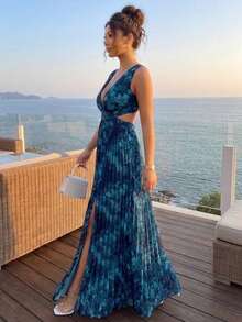 Women Long Dresses - Dark Blue - View 8
