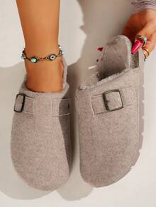 Women's Fashionable Outdoor Commute Daily Home Casual Comfortable Warm Slippers, Autumn/Winter - Beige - View 2