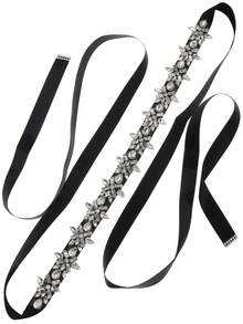 1pc Rhinestone Decor Dress Belt, Sparkly Crystal Ribbon Waist Sash For Women Evening Gown Wedding Party - Multicolor - View 11