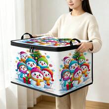 Thickened Storage Bag, Foldable Clothing And Bedding Storage Bag, Dormitory Essential, Suitable For Blankets, Bedding, Wardrobe, Under Bed And Dorm Storage, Ideal For Moving, Laundry And Space-Saving Room Organization, Christmas Edition Premium Digital Print Pattern - Multi-color - View 2