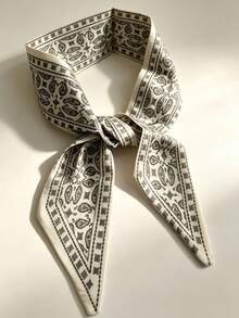 4 piezas/1 pieza Banda para el cabello/Pañuelo con lazo largo estampado, accesorios a juego para bolsos & ropa, el pañuelo tiene aberturas precosidas para manualidades normales. Bandana - Multicolor - Ver 5