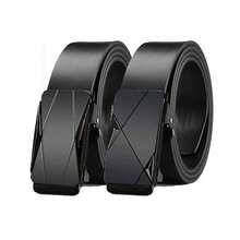 Men's Business Belt, Men's PU Automatic Buckle Belt, Business Style Workplace Belt, Hidden Tail Design, Minimalist Automatic Buckle - Multicolor - View 2