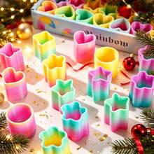 48/36/24/12/5/1pc Mini Spring Party Favors, Colorful Spring Coils, Assorted Colors, Heart And Star Shapes, Spring Rainbow Stress Relief Spring Coils, Perfect For Stocking Fillers, Suitable For Carnival Prizes, Birthday, New Year And Christmas Gifts (Random Shapes) - Multi-color - View 2