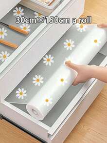 1 Roll, New Year Valentine's Day Theme, Daisy Print Non-Slip Kitchen Mat, Thickened Drawer Liner, Refrigerator Storage Mat, Home Decor, Spring Festival Romantic Decoration, Kitchen Storage, Waterproof Durable, Multi-Purpose Mat - Multicolor - View 16