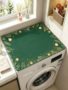 1pc Green Christmas Diatomaceous Earth Absorbent Mat, Washing Machine Pattern Top Cover Pad, Non-Slip Rubber Bottom, Quick-Dry Drainage Mat, Multi-Purpose Protective Pad For Washing Machine, Dryer, Refrigerator, Coffee Station, Modern Kitchen And Laundry Room Home Decor - Green - View 15