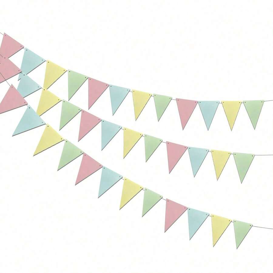 1-Piece Pastel Paper Flag String Decoration - "First Trip Around The Sun" Sunshine Theme Macaron Flag Banner Banner Multicolor Paper Flag String - Suitable For Weddings, Birthdays, Children's Parties And Celebrations - Easy-To-Hang Pennants, Flag Decoration - Multicolor - View 1