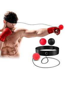 1pc Head-Mounted Boxing Reflex Ball, Home Stress Relief Elastic Ball, Combat Reaction Speed Training Equipment - Multicolor - View 1