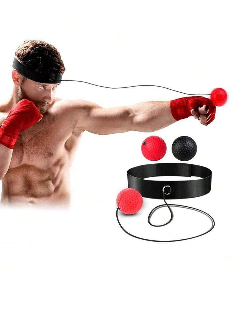 1pc Head-Mounted Boxing Reflex Ball, Home Stress Relief Elastic Ball, Combat Reaction Speed Training Equipment - Multicolor - View 1