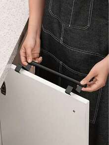 Black Iron Single Bar Towel Rack, Cabinet Door Back Hanging Rack, Cabinet Door Dishcloth Storage Rack, No Drill Towel Bar, Bathroom Towel Storage Rack, Kitchen And Bathroom Space-Saving Towel Bar, Kitchen Gadgets, Kitchen Accessories - Black - View 3