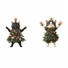 1pc Christmas Tree Kitten Christmas Pendant Suitable For Keychain, Bag, Car Rearview Mirror, Backpack Charm, New Christmas Black Cat White Cat Christmas Tree Children's Gift Keychain Pendant Backpack Key Ring Charm - Multi-color - View 5
