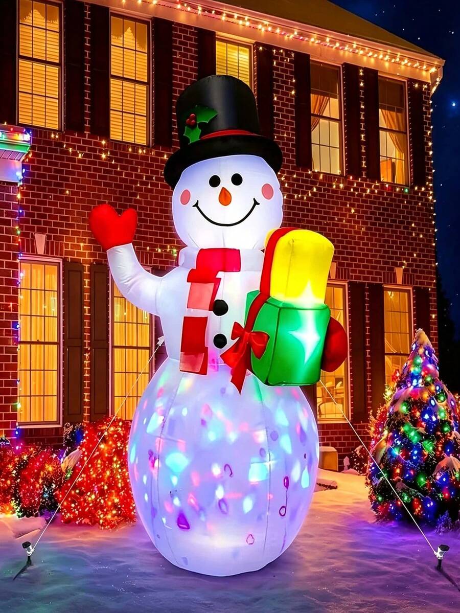 6FT Christmas Inflatables Snowman Decorations With 360°Rotating ...