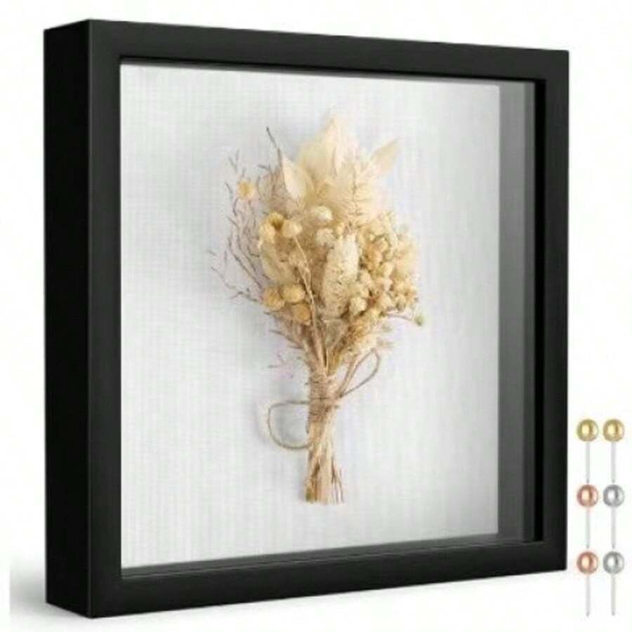 Califortree Shadow Box Frame With Soft Linen Backing, For Flowers, Tickets And 3D Items Storage And Display, Black