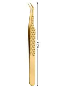 1pc Precision Fiber Tip Tweezers, For Eyelash Extensions, Diamond Texture Non-Slip Premium Gold Stainless Steel - Gold - View 9