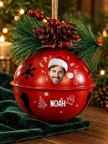 1pc Personalized Photo Christmas Bell Ornament,Custom 2026 Jingle Bell, Christmas Tree Decor,Holiday Bell Ornament, Window Entry Door Decor,Bell Ornament Custom, Christmas Gift - Red - View 5