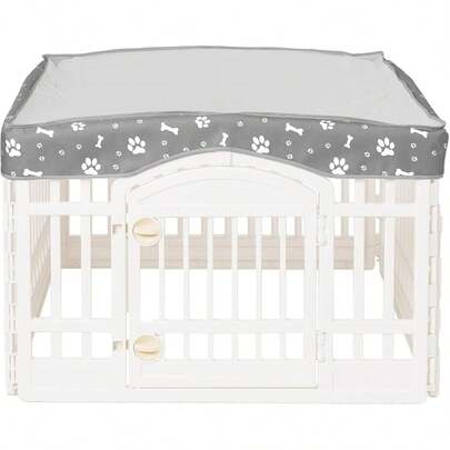 Cubierta de malla para corral de juegos de perro de 36 pulgadas con 4 paneles, cubierta de jaula para perro, tienda de campaña para mascotas, cubierta de corral de juegos para cachorros, ideal para uso en interiores/exteriores. Nota: El corral de juegos no está incluido (Negro)