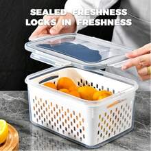 Fruit Storage Containers For Fridge With Removable Colander – Airtight Produce Storage Containers With Lids, Berry Keeper For Vegetables, Lettuce & Meal Prep - Multicolor - View 11