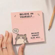 1pc Funny Cat Sticky Notes, Motivational Quotes Memo Pads, Office & Study Message Paper, Cute Kitten Sticky Notes, Reusable, Office Colleague Gift, Employee Appreciation, Christmas Gift, Small Gift - Multicolor - View 2