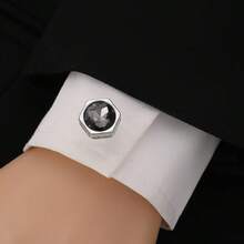 1 Set Men's Orange Tie, Pocket Square And Cufflinks Gift Box, 7.5 Cm, Suitable For Holiday, Wedding, Work, Solid Color Zinc Alloy - Multicolor - View 1