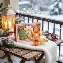 3pcs/Set Christmas Tree, Gingerbread Man, Snowflake Scented Candles, Gingerbread Man Christmas Gift, Smokeless Candles, Suitable For Holiday, Celebration, Party Decoration, Valentine's Day Decoration Candles, Home Decor Candles, Living Room Decor Candles, Outdoor Use, Atmosphere Creating Candles - 3pcs - View 3