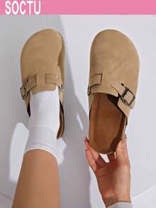 Women's Spring New Round Toe Thick Sole Comfortable Slip-On Casual Fashion Mules - Khaki - View 2