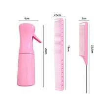 3pcs Hair Styling Comb Set, Includes 1 Spray Bottle, 1 Hair Comb, 1 Tail Comb Steel Needle Comb, Fine Tooth Teasing Comb - Sectioning Comb - Anti-Tangle Metal Teasing Comb, Professional Salon Hairdresser Hair Accessories - Multicolor - View 5