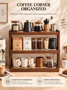 Desktop Storage Rack Home Computer Desk Foldable Coffee Cup Holder Camping Table Bar Counter Organizer Shelf - Multicolor - View 3