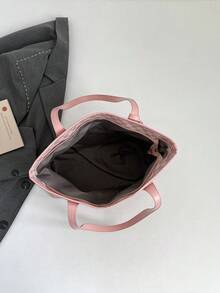 X.Y. Bags 女款粉色字母印花托特包，附金色環吊飾，雙手柄，復古手提包，適合日常通勤與購物 - 粉色 - 查看 10