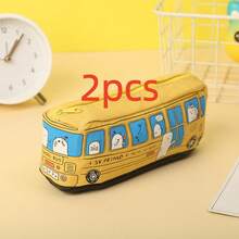 1pc Creative Cartoon Style Large Capacity Bus Shaped Pencil Case For Students, Korean Style - Multicolor - View 20