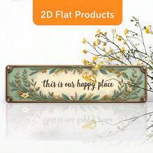 2D Flat Vintage Style "This Is Our Happy Place" Metal Wall Plaque - Large Rustic Farmhouse Sign With Mint Green Leaves And Gold Letters, Durable Decor, Suitable For Porch, Office, Easy To Install Housewarming Gift (Random Style) - A - View 3