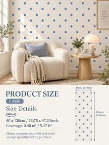 SUPSTICKER Soft Blue & Cream Self-Adhesive Wallpaper, 3 Patterns: Stripes, Plaid & Polka Dots, Suitable For Bedroom, Living Room & Study - 1PC - View 16
