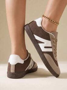 TCVC Women's Daily Casual Colorblock Training Shoes, Versatile Comfortable Sports Sneakers - Brown - View 3