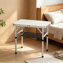 Adjustable Height Folding Table Portable With Storage Net And Hooks Picnic Garden Camping Outdoor Use - 1 - View 4