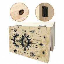 1pc Handmade Wooden Storage Box With Mystical Eye And Celestial Pattern, Gift Storage Box, Small Accessory Organizer, Desktop Organizer Keepsake Box, Spiritual Altar Decor, Jewelry Collection Box, Bohemian And Gothic Home Decor - Multicolor - View 5
