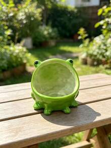 1pc Frog Shaped Resin Home Decor Planter Ornament, Bionic Frog Body With Four-Leg Support And Open Belly Structure, Black Eyes Detail With Deep And Light Two-Tone Color Options, Succulent And Green Plant Planting Container, Desktop, Balcony, Courtyard Display Soft Decoration Craft Ornament - A - View 8